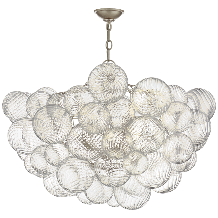 Picture of Talia Large Chandelier in Burnished Silver Leaf and Clear Swirled Glass