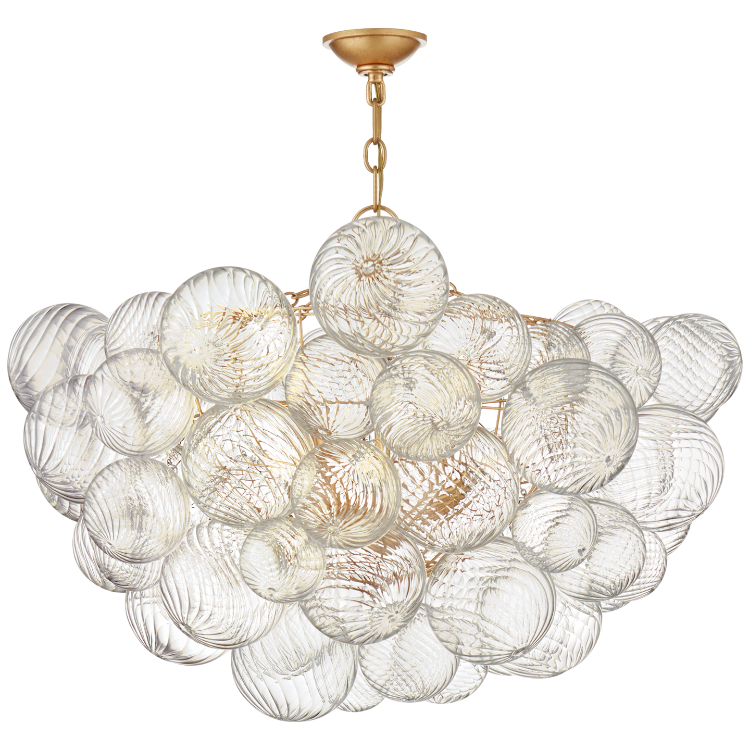 Picture of Talia Large Chandelier in Gild and Clear Swirled Glass