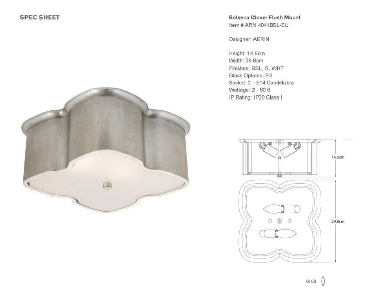 Picture of Bolsena Clover Flush Mount in Burnished Silver Leaf