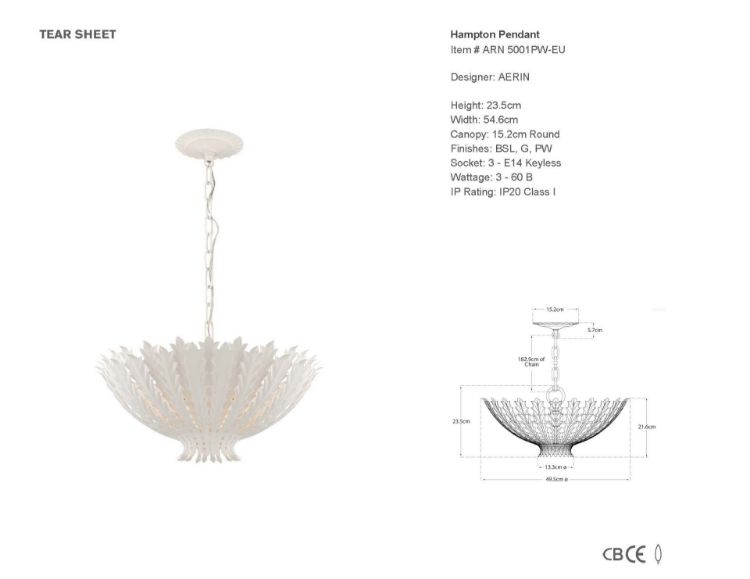 Picture of Hampton Pendant in Plaster White