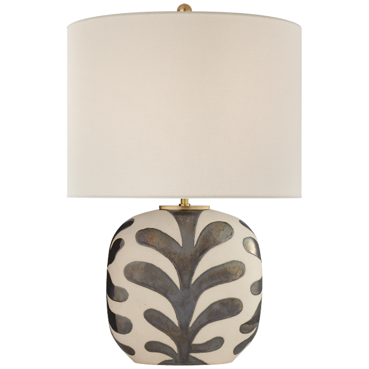 Picture of Parkwood Medium Table Lamp in Natural Bisque and Black Pearl with Linen Shade