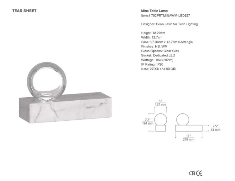 Picture of Mina Table Lamp in White Marble
