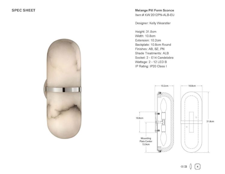 Picture of Melange Pill Form Sconce in Polished Nickel with Alabaster