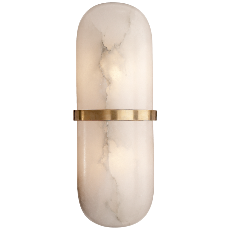Picture of Melange Pill Form Sconce in Antique-Burnished Brass with Alabaster