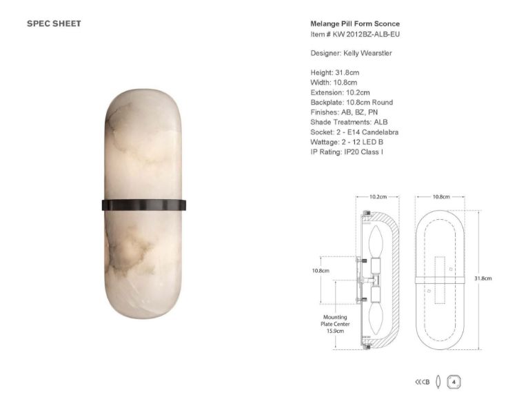 Picture of Melange Pill Form Sconce in Bronze with Alabaster