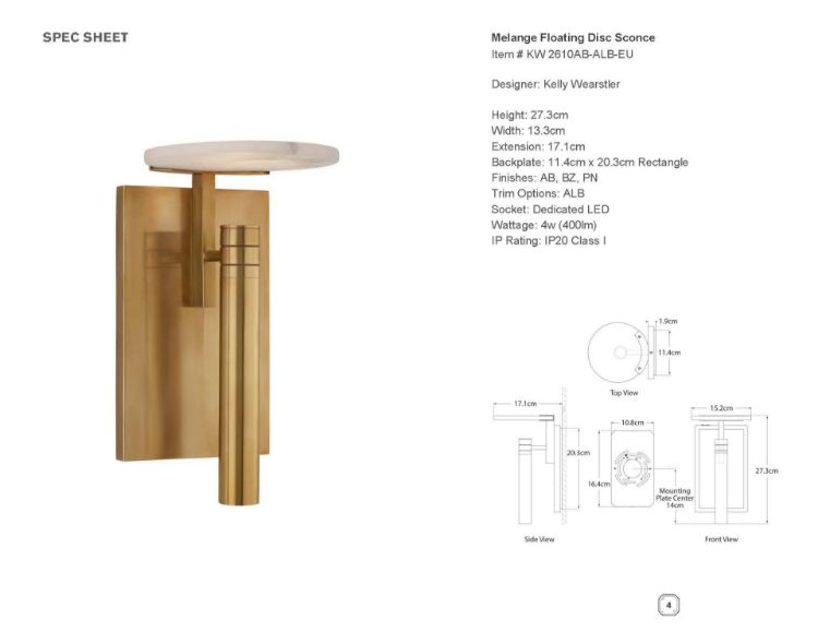 Picture of Melange Floating Disc Sconce in Antique-Burnished Brass with Alabaster