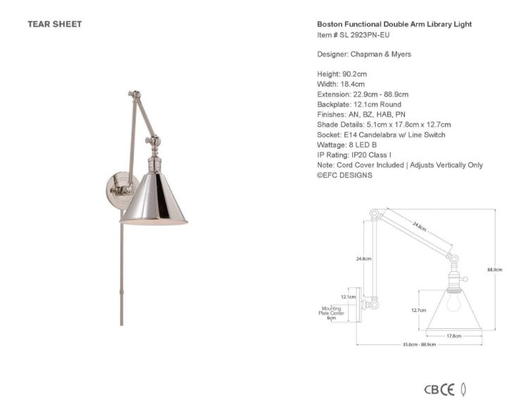 Picture of Double Boston Functional Library Light in Polished Nickel