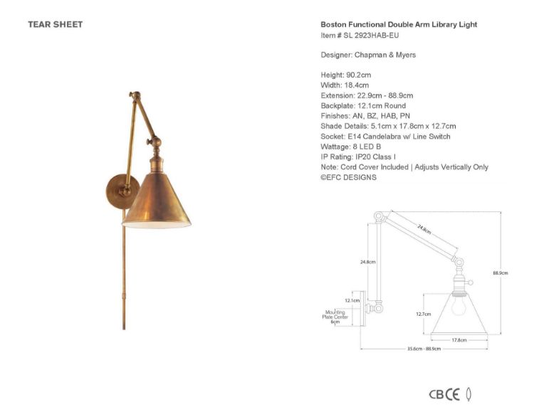 Picture of Double Boston Functional Library Light in Hand-Rubbed Antique Brass