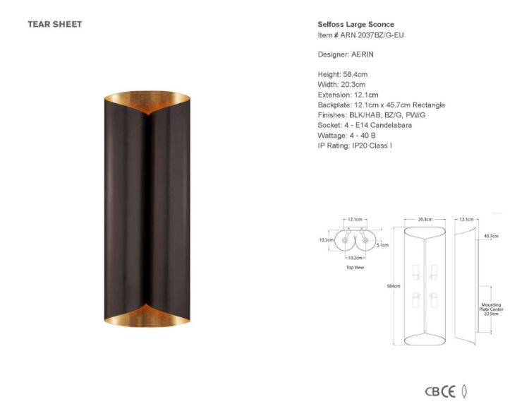 Picture of Selfoss Large Sconce in Bronze and Gild