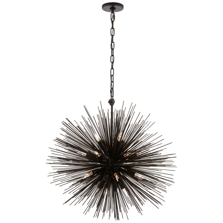 Strada Round Pendant in Aged Iron Lumiere