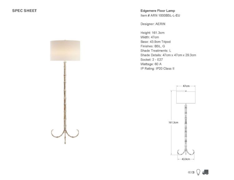 Picture of EX-DISPLAY Edgemere Floor Lamp in GILD
