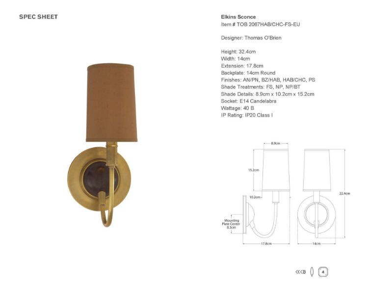 Picture of Elkins Sconce in Hand-Rubbed Antique Brass and Chocolate Wood Finish with Fawn Silk Shade