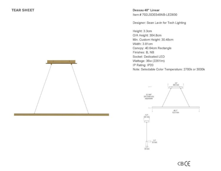 Picture of Dessau 48" Linear in Natural Brass