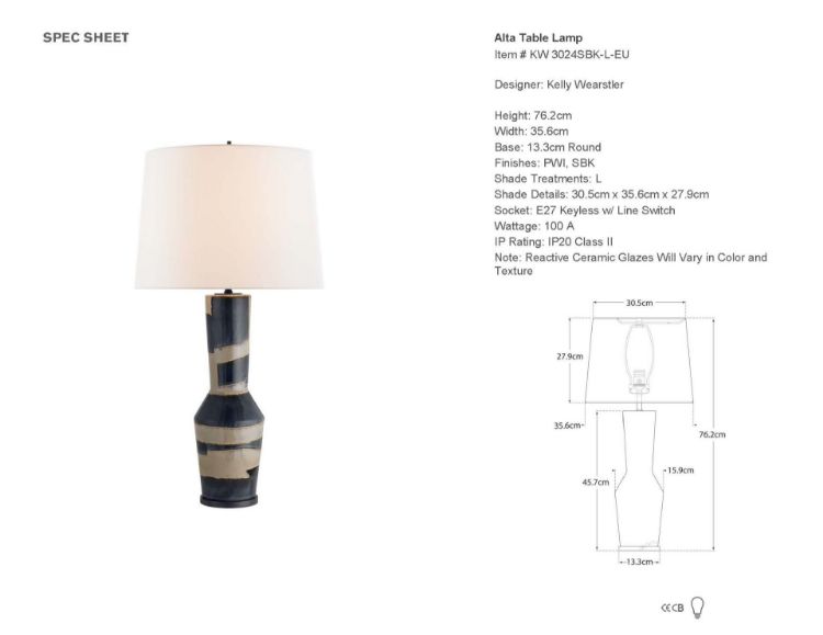 Picture of Alta Table Lamp in Sand and Wide Black Stripe with Linen Shade