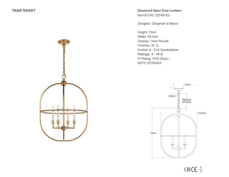 Picture of Desmond Open Oval Lantern in Gild