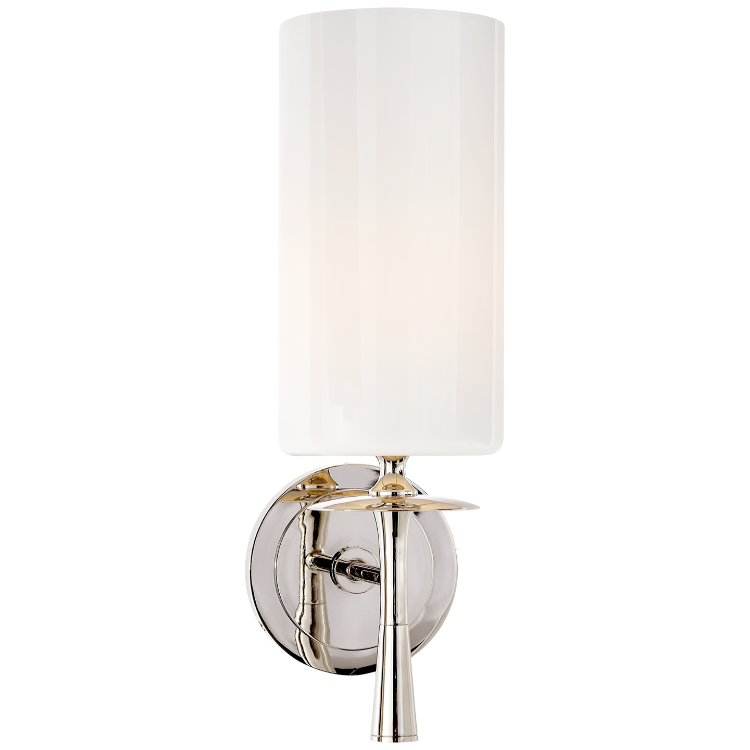 Picture of Drunmore Single Sconce in Polished Nickel with White Glass Shade