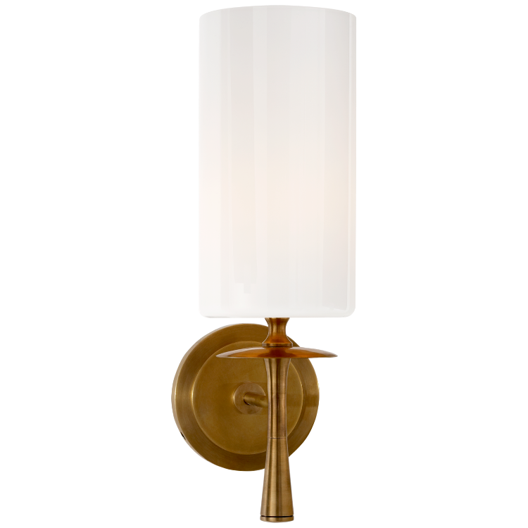 Picture of Drunmore Single Sconce in Hand-Rubbed Antique Brass with White Glass Shade