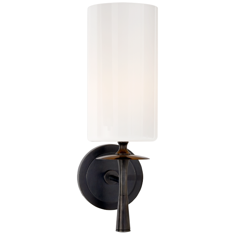 Picture of Drunmore Single Sconce in Bronze with White Glass Shade