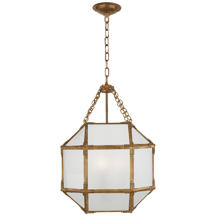 Picture of Morris Small Lantern in Gilded Iron with Frosted Glass