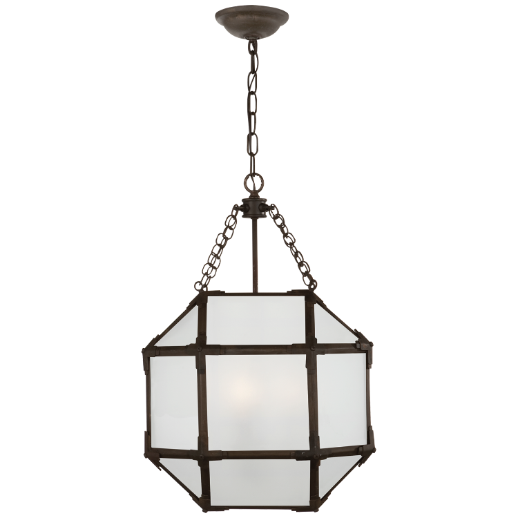 Picture of Morris Small Lantern in Antique Zinc with Frosted Glass