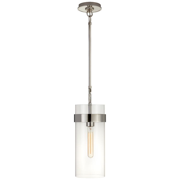 Picture of Presidio Small Pendant in Polished Nickel with Clear Glass