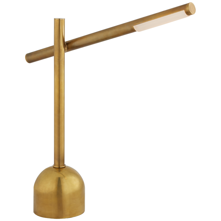 Picture of Rousseau Boom Arm Table Lamp in Antique-Burnished Brass with Etched Crystal