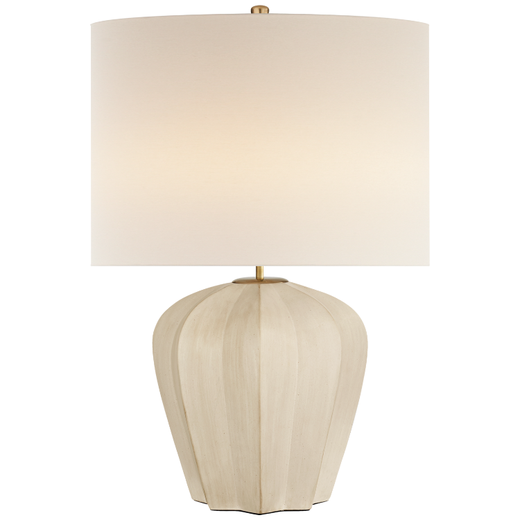Picture of Pierrepont Medium Table Lamp in Stone White with Linen Shade