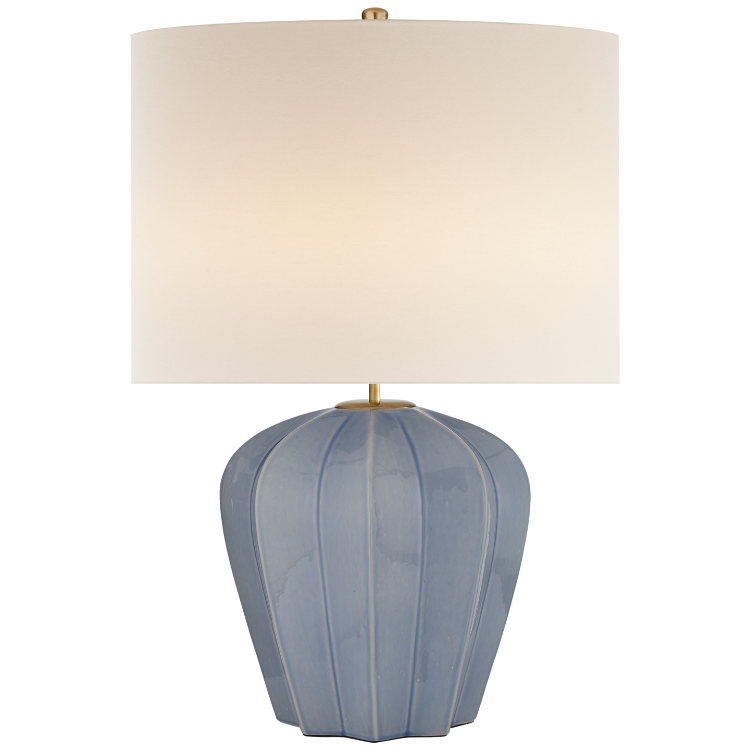 Picture of Pierrepont Medium Table Lamp in Polar Blue Crackle with Linen Shade