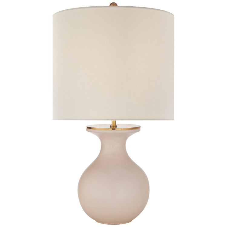 Picture of Albie Small Desk Lamp in Blush with Cream Linen Shade