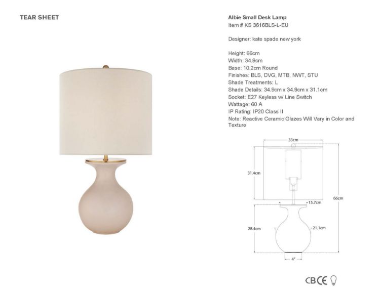 Picture of Albie Small Desk Lamp in Blush with Cream Linen Shade