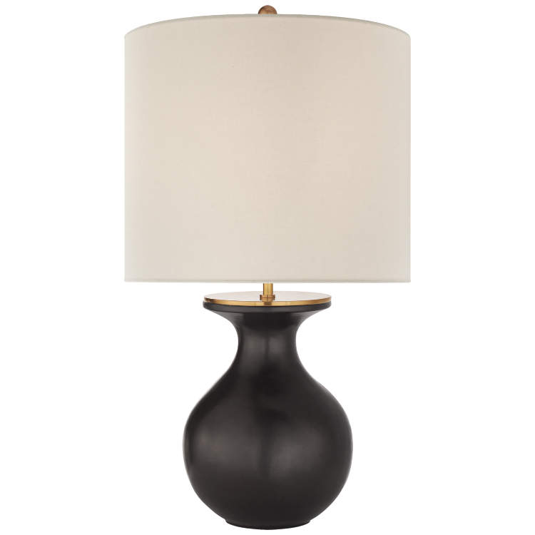 Picture of Albie Small Desk Lamp in Metallic Black with Cream Linen Shade