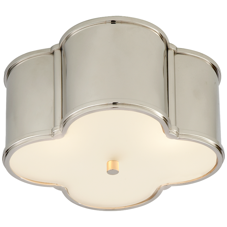 Picture of Basil Small Flush Mount in Polished Nickel with Frosted Glass