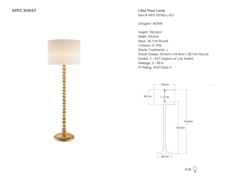 Picture of Lilian Floor Lamp in Gild with Linen Shade