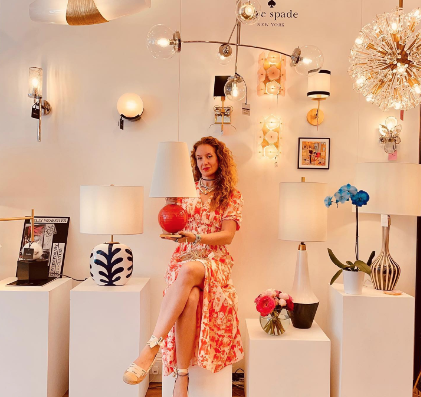 Walker Small Sconce in Gild with Cream Linen Shade with Black Linen