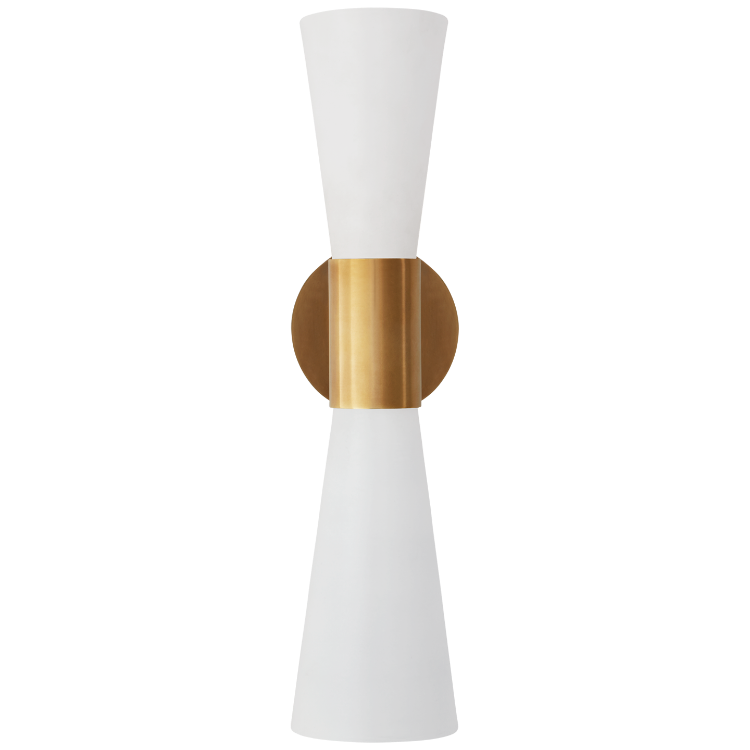 Picture of Clarkson Medium Narrow Sconce in Hand-Rubbed Antique Brass and White