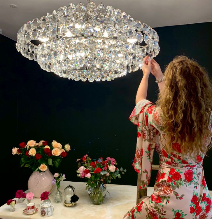 Picture of Sanger Large Ceiling Light in Polished Nickel with Clear Glass