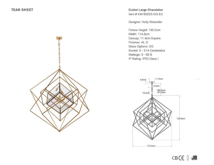 Picture of Cubist Large Chandelier in Gild