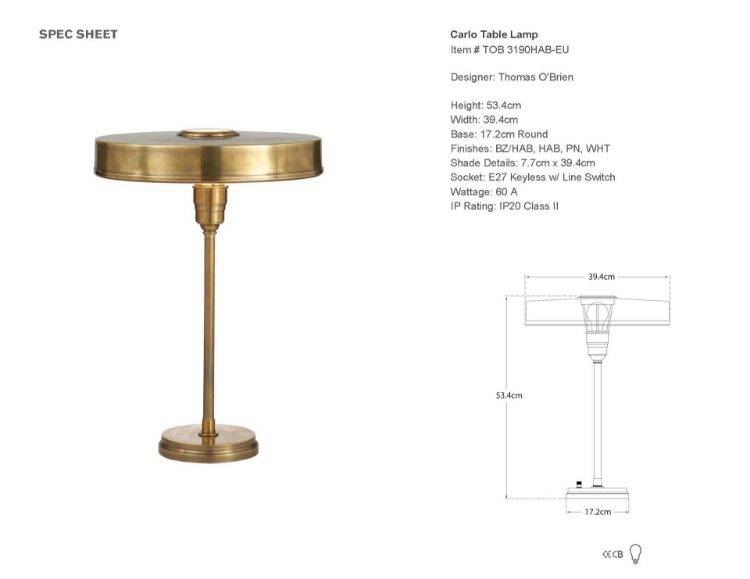 Picture of Carlo Table Lamp in Hand-Rubbed Antique Brass