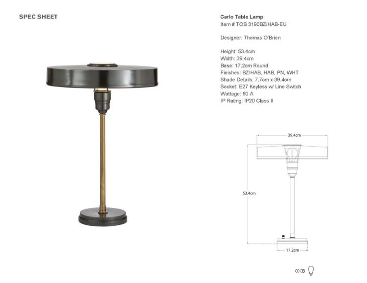 Picture of Carlo Table Lamp in Bronze and Hand-Rubbed Antique Brass