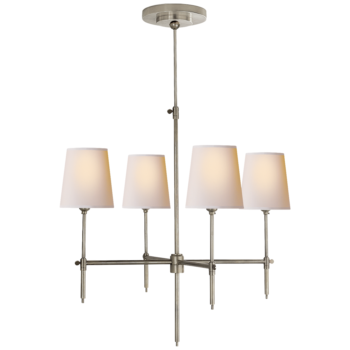Bryant Small Chandelier in Antique Nickel with Natural Paper Shades