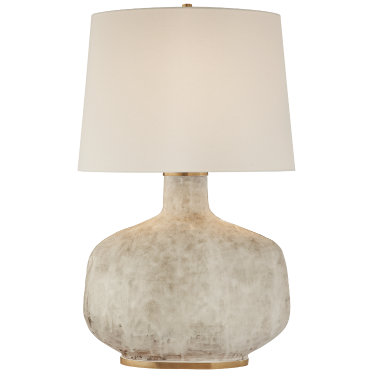 Picture of Beton Large Table Lamp in Antiqued White Ceramic with Linen Shade