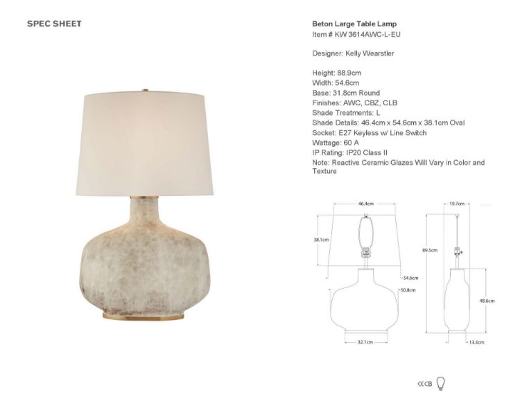 Picture of Beton Large Table Lamp in Antiqued White Ceramic with Linen Shade
