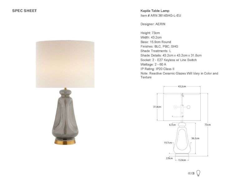 Picture of Kapila Table Lamp in Shellish Gray with Linen Shade