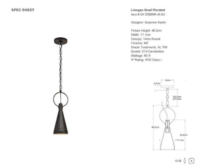 Picture of Limoges Small Pendant in Natural Rust with Aged Iron Shade