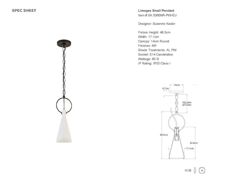Picture of Limoges Small Pendant in Natural Rust with Plaster White Shade