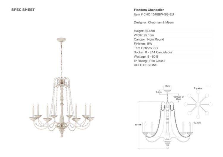 Picture of Flanders Chandelier in Belgian White with Seeded Glass Beads