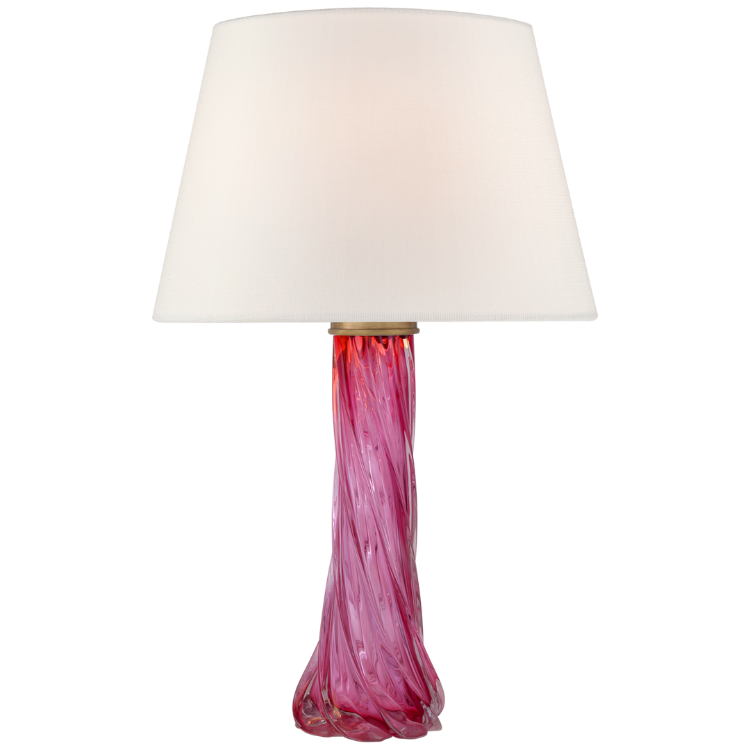 Picture of Lourdes Large Table Lamp in Cerise with Linen Shade