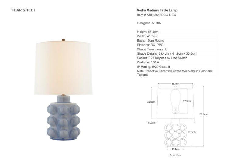 Picture of Vedra Medium Table Lamp in Polar Blue Crackle with Linen Shade