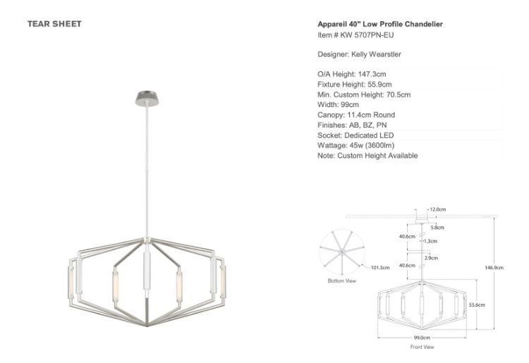 Picture of Appareil 40" Low Profile Chandelier in Polished Nickel