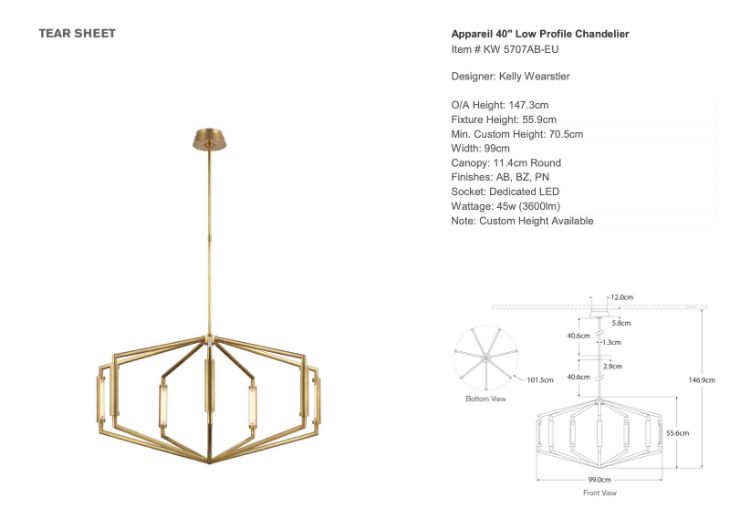 Picture of Appareil 40" Low Profile Chandelier in Antique-Burnished Brass